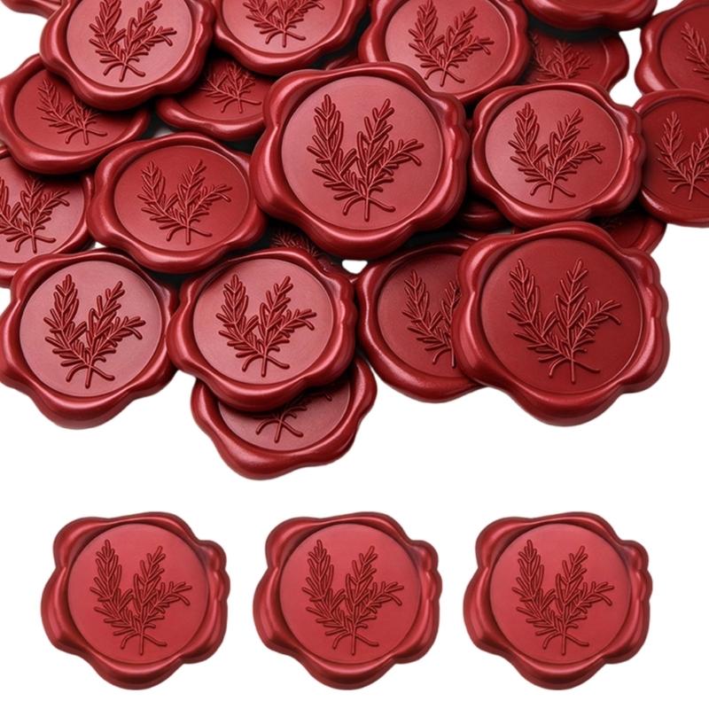 Wax Seal Labels with Adhesive Backing 60-Piece Raised Leaf Relief Stickers for Invitations, Envelopes, and Gift Packaging