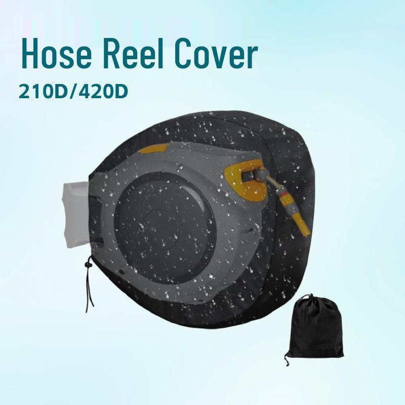 **Silver-Coated Waterproof Hose Reel Cover, Outdoor Retractable Protection** Round 210D: 55*55*30cm чёрный