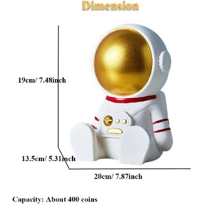 Space Man Piggy Bank, Creative Vinyl Astronaut Money Bank Backpack Astronaut Money Box Sitting Space Man Coin Bank Aerospace Decorative Oranment