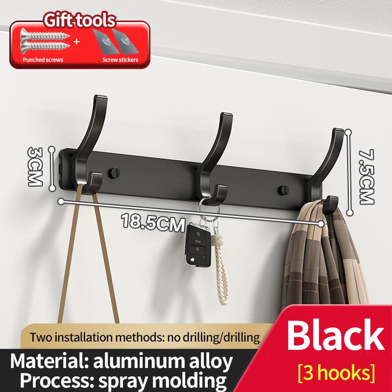 No Drill Holes One Row Hangers Kitchen Towels Clothes Hats Toilet Towel Rack Storage Wall Mounted Door Back Rod Hook