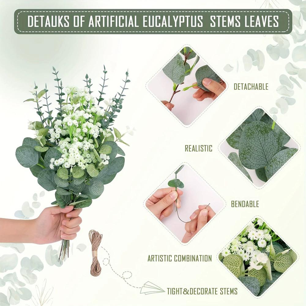 10 Stück Künstliche Schleierkrautblüten Gypsophila Falsches Grün für Hochzeitsfeier Heimdeko DIY Blumige Sträuße Zubehör