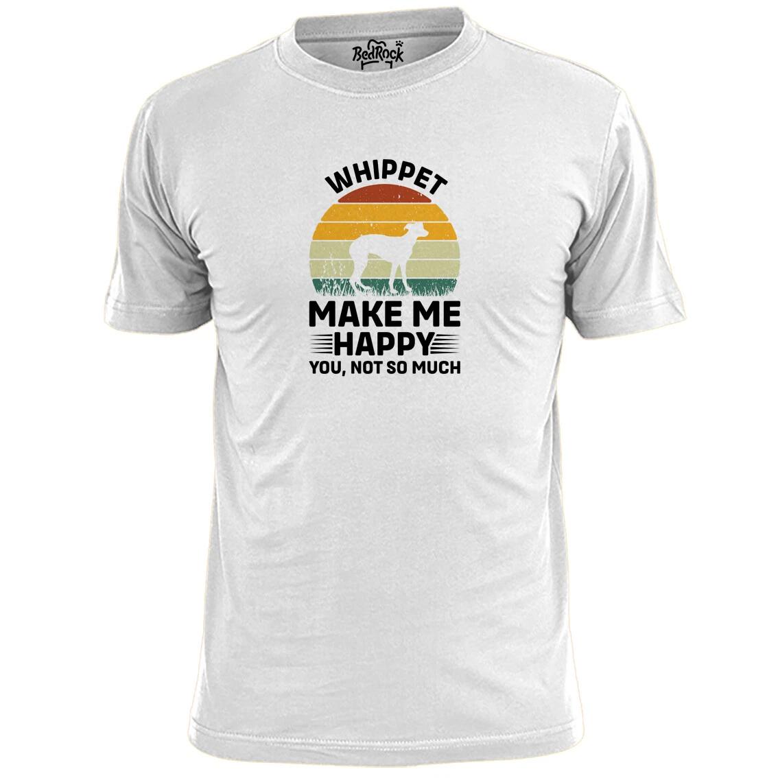 Mens Whippet Make Me Happy T shirt Sighthound Pooch Pet Dog XL