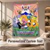 Adventure Time Cartoon Tapestry, Personalized Custom Text, Wall Hanging Tapestry For Living Room Home Wall Decor