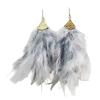 Bohemian Feather Tassel Drop Earrings Lightweight Hypoallergenic Handmade Feather Ear Drops Jewelry For Women