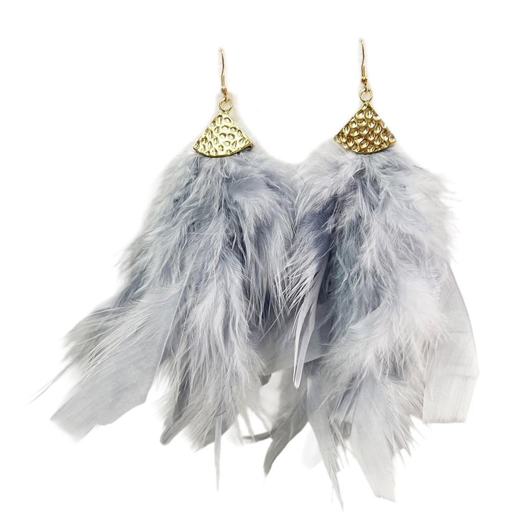 Bohemian Feather Tassel Drop Earrings Lightweight Hypoallergenic Handmade Feather Ear Drops Jewelry For Women