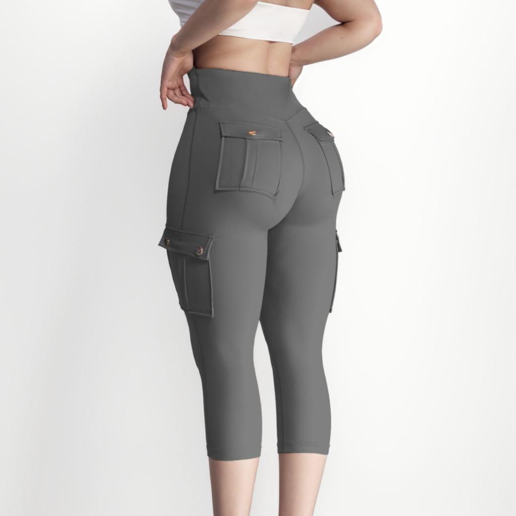 Womens Stretch Yoga Leggings Fitness Running Gym Sports 3/4 Length Active Pants Flared Trousers