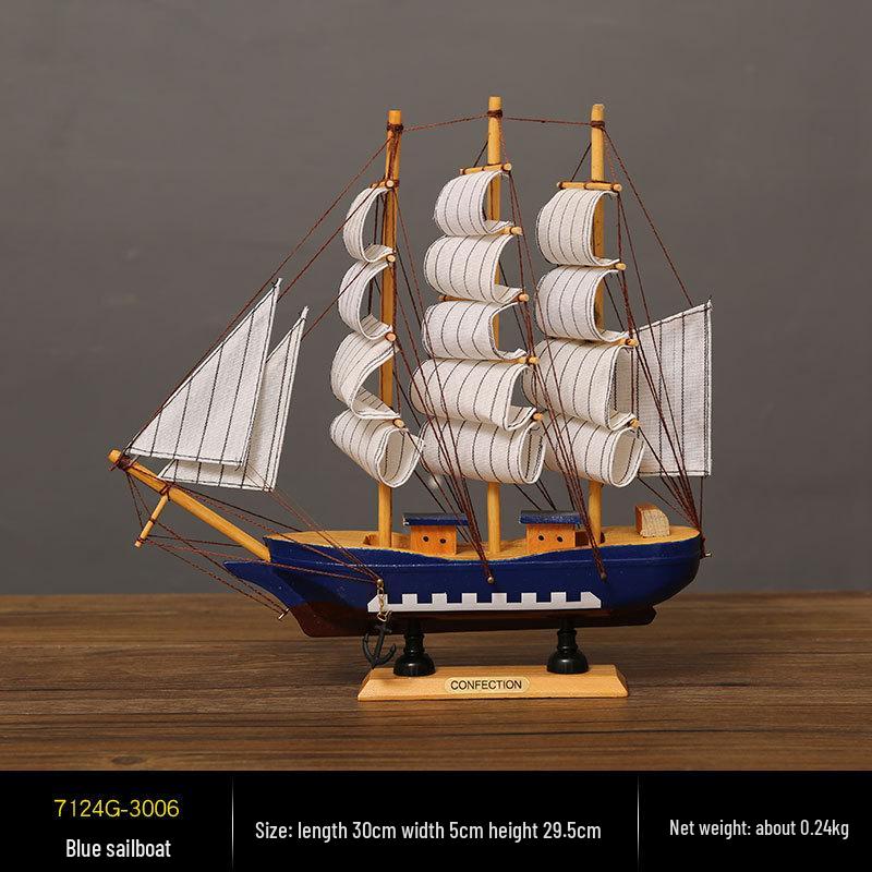 Wooden Pirate Ship Model: Small Boat Ornament for Office or Room Decoration