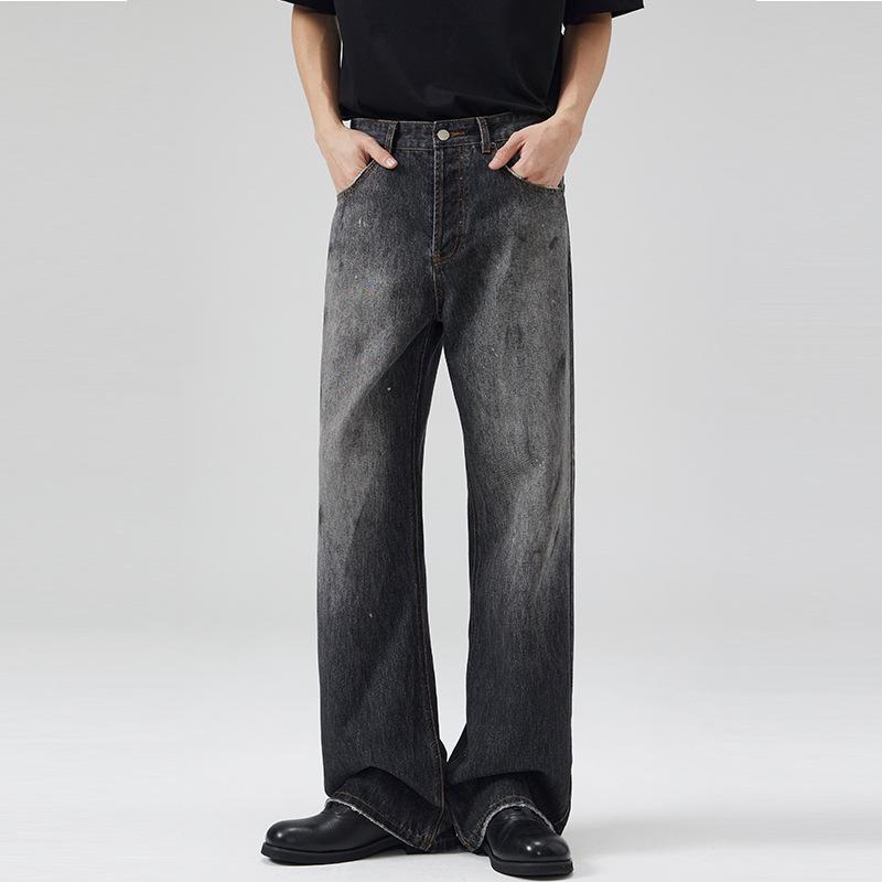 

LKTM Унисекс 2021 Джинсы микро-клеш с черными брызгами M (recommended for 105-120 jin)