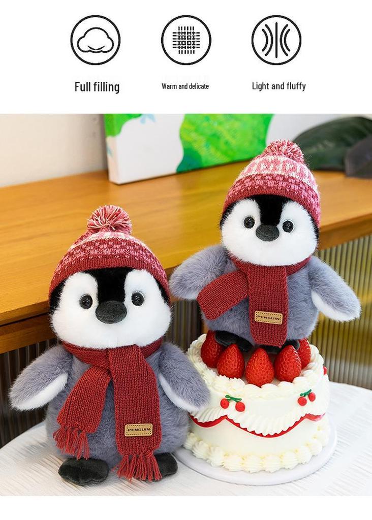Children's Penguin Doll Companion - Cute Plush Toy & Soothing Gift with Scarf and Hat