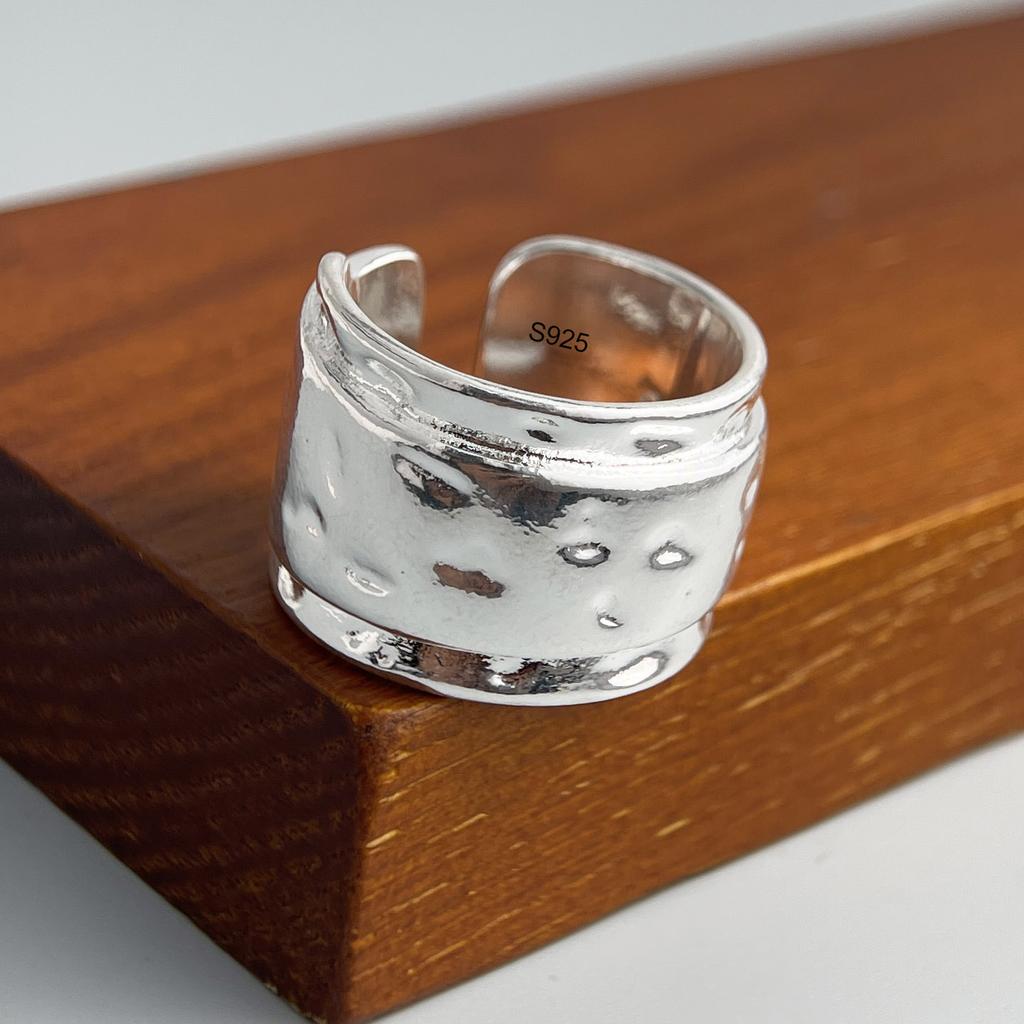 925 Sterling Silver Rings for Women Couple Minimalist Handmade Simple Heavy Wide Ring Fine Jewelry Gift Prevent Allergy