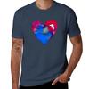 Abstract Watercolor Red And Blue Heart Tshirt Independence Day Short Sleeve Tshirt