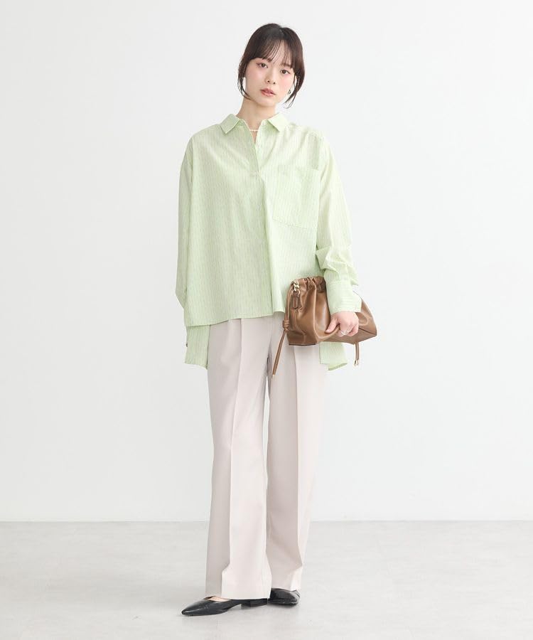 Surochemise décontractée à rayures et fentes latérales Earth Music Ecology pour Jaune et Femme,