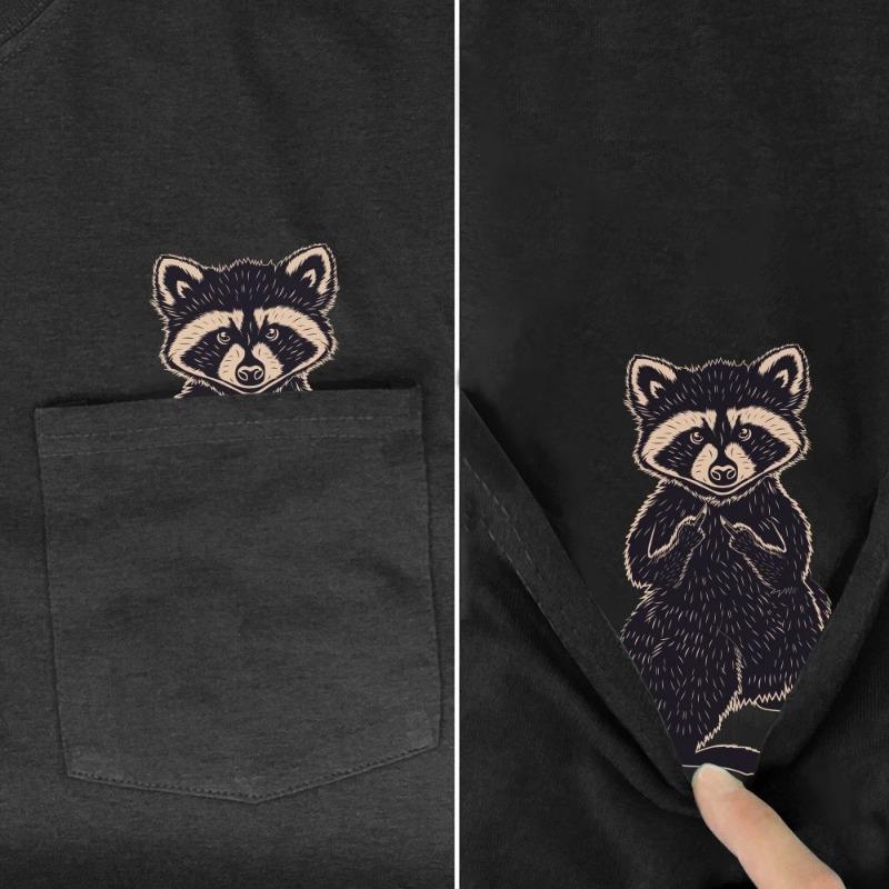 Summer Short Sleeved Huanpanda 3D Digital Pocket with Vertical Middle Finger Men's Round Neck Pullover Pure Cotton Short Sleeved T-Shirts Men’s
