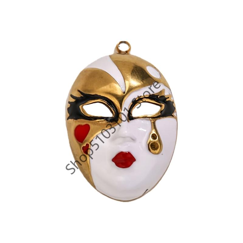 

X6HE Artistic Peking Operas Face Mask Pendant Alloy Jewelry Drip Painting Craft For Daily Formal Occasions