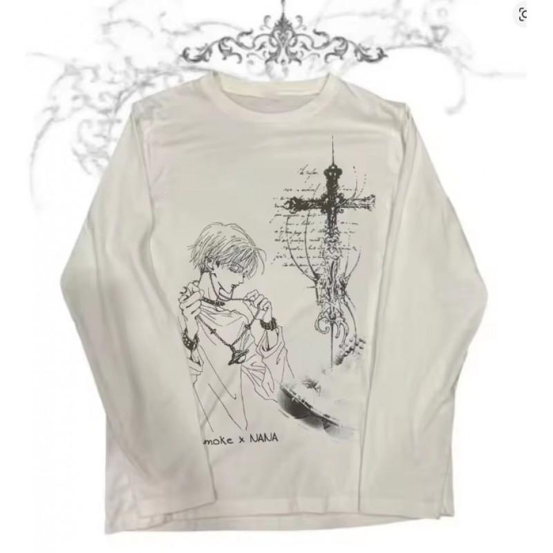 Unisex Vintage Streetwear Long Sleeve T-Shirt With 3D Digital Print Loose Fit Casual Tee Daily Wear