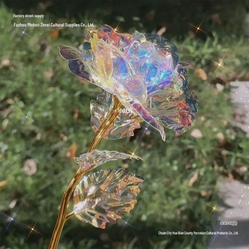 

Seven-Color Preserved Rose with Gold Foil - Eternal Starry Sky Romance for Couples Qixi Valentine s Day Gift