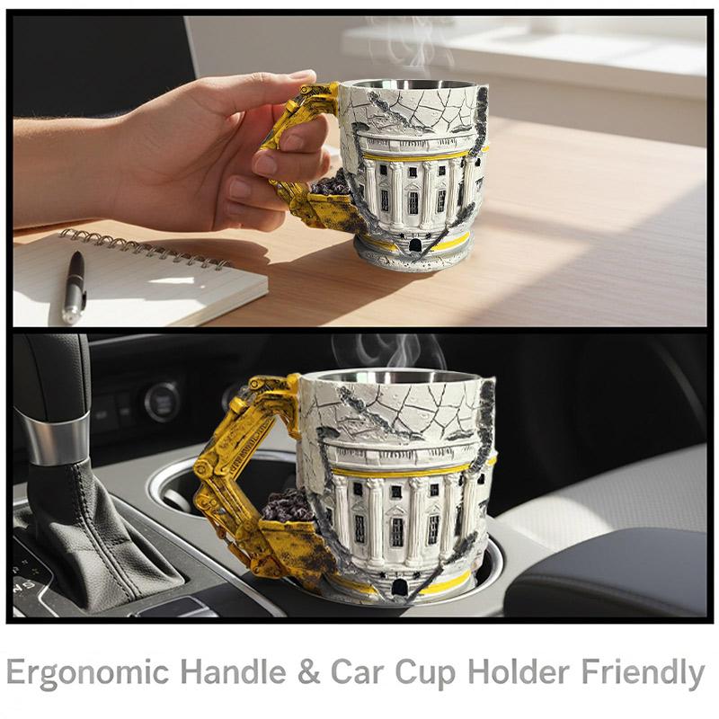3D Jemand hat gelogen Abrissbecher 3D Stereo Bagger Form Design Edelstahl Kaffeetasse Mit Griff Kreativer Sarkastischer Becher