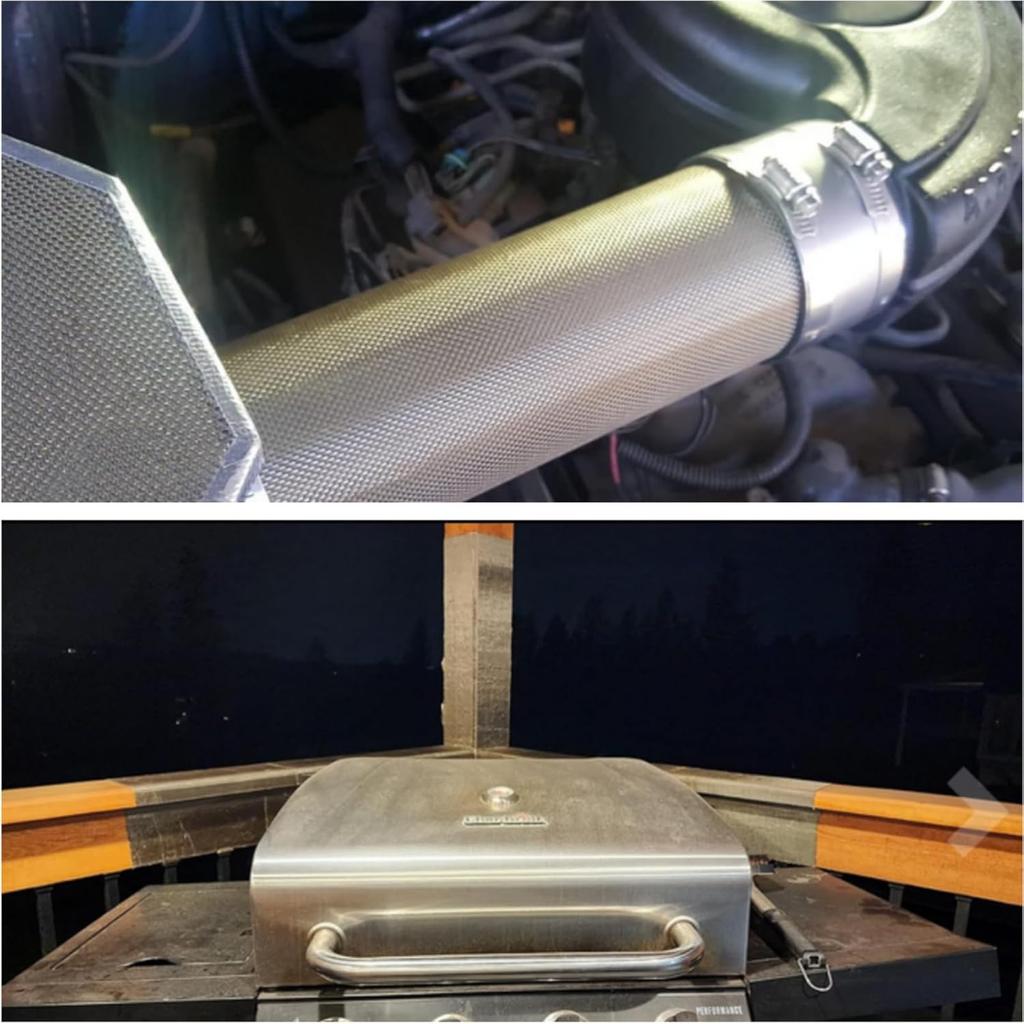 Reinforced Exhaust Heat Shield Mat 12 Inch x 24 Inch with Adhesive Backed Resistant for wall behind grill 2000 Degrees High Temp Protection Material