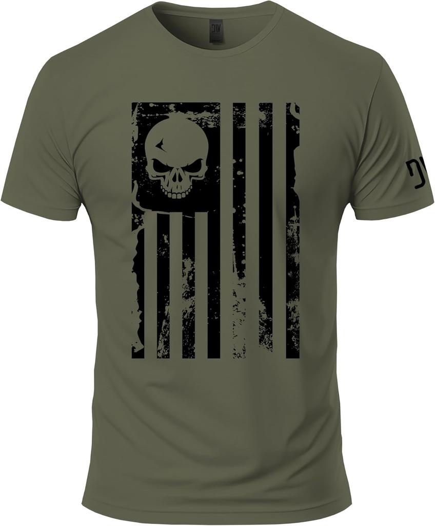 Dion Wear American Skull Flag T-Shirt - Soft Cotton Graphic Tee for Men