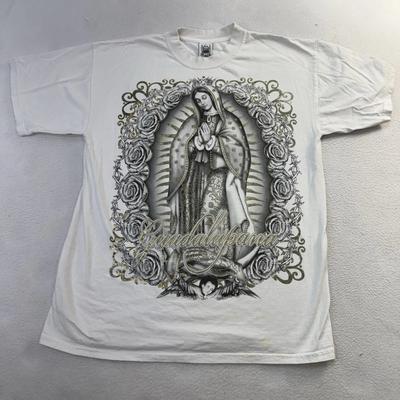 Vintage 2000s Virgin Mary Y2K Tee Distressed Mexico