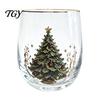 Lead Free Soda Lime Glass Christmas Cocktails Glass, Santa Snowman Reindeer Tree Design Tumbler, 300ml Lead-free Festive Seasonal Tumblers Holiday