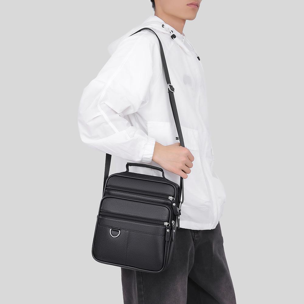 Genuine Leather Men's Bag Luxury Men Business Shoulder Bag Large Capacity Square Man Crossbody Bags Cowhide Handbag
