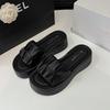 Thick bottom slope heel height increase one-word drag women 2025 summer new outer wear fashion beach vacation cool slippers