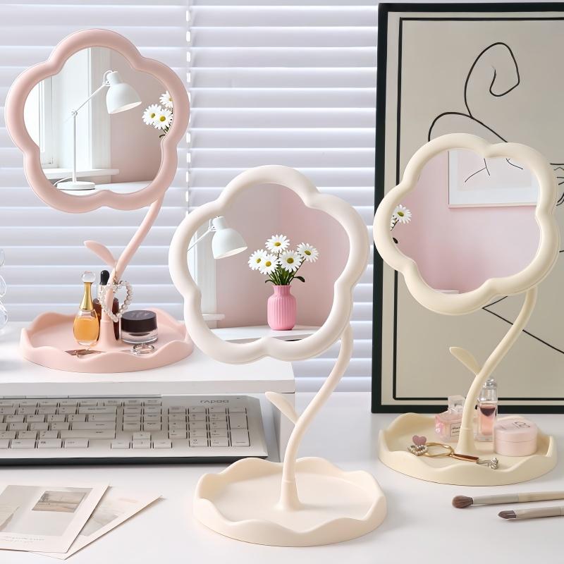 360 ° Rotating Sunflower Makeup Mirror with Bottom Stand,Storage for Bedrooms,Dormitories,and Dressers,High Definition Mirroring