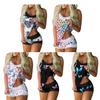 Sleepwear Set Sling Patchwork Ladies Adjustable Bow-knot Vest Shorts for Bedroom
