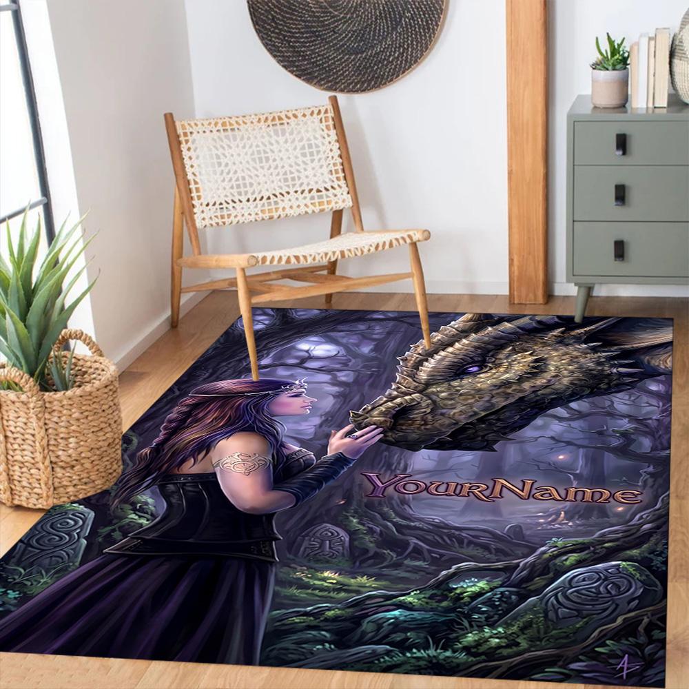 Gothic Illustrations Customize Text Area Rug Suitable for Dining Room Living Rooms Kitchen Playrooms Antislip Carpet Decorate Offices