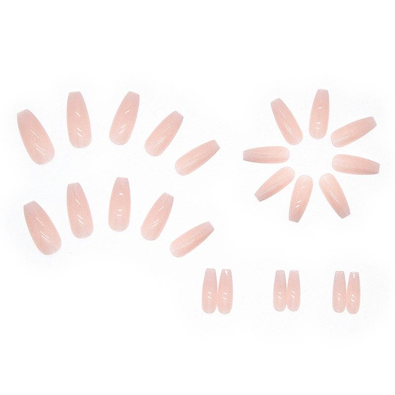 24 Pcs Wearing Nail and Nail Patch Finished Long Ballet Nail Pink and Simple Gradual Change of Color Fake Nails 24 Pieces