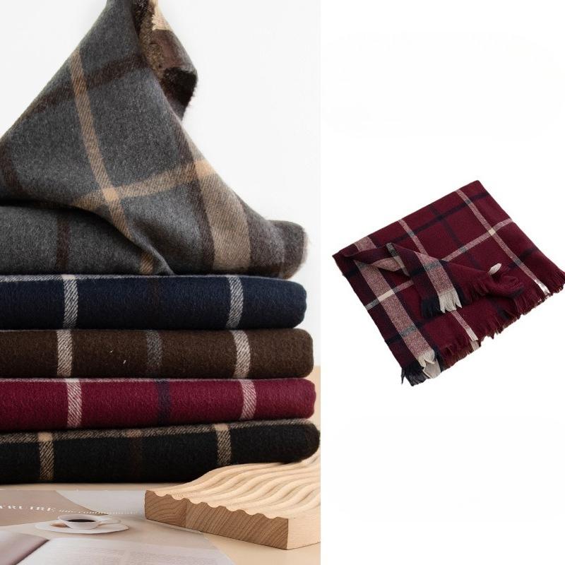 Korean New Red Plaid Scarf for Women To Keep Warm in Autumn and Winter Korean Version Ins Versatile Tassel Scarf Couple Trend