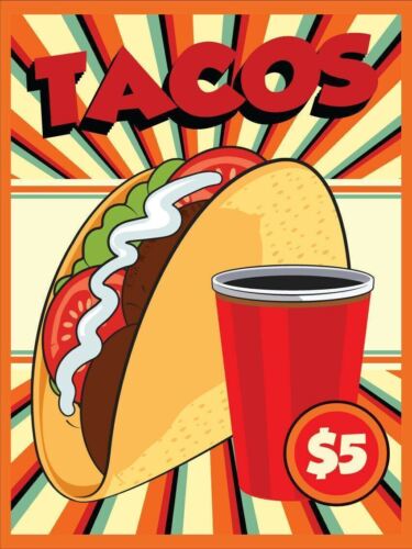 Tacos Vintage Retro Metal SignAluminum