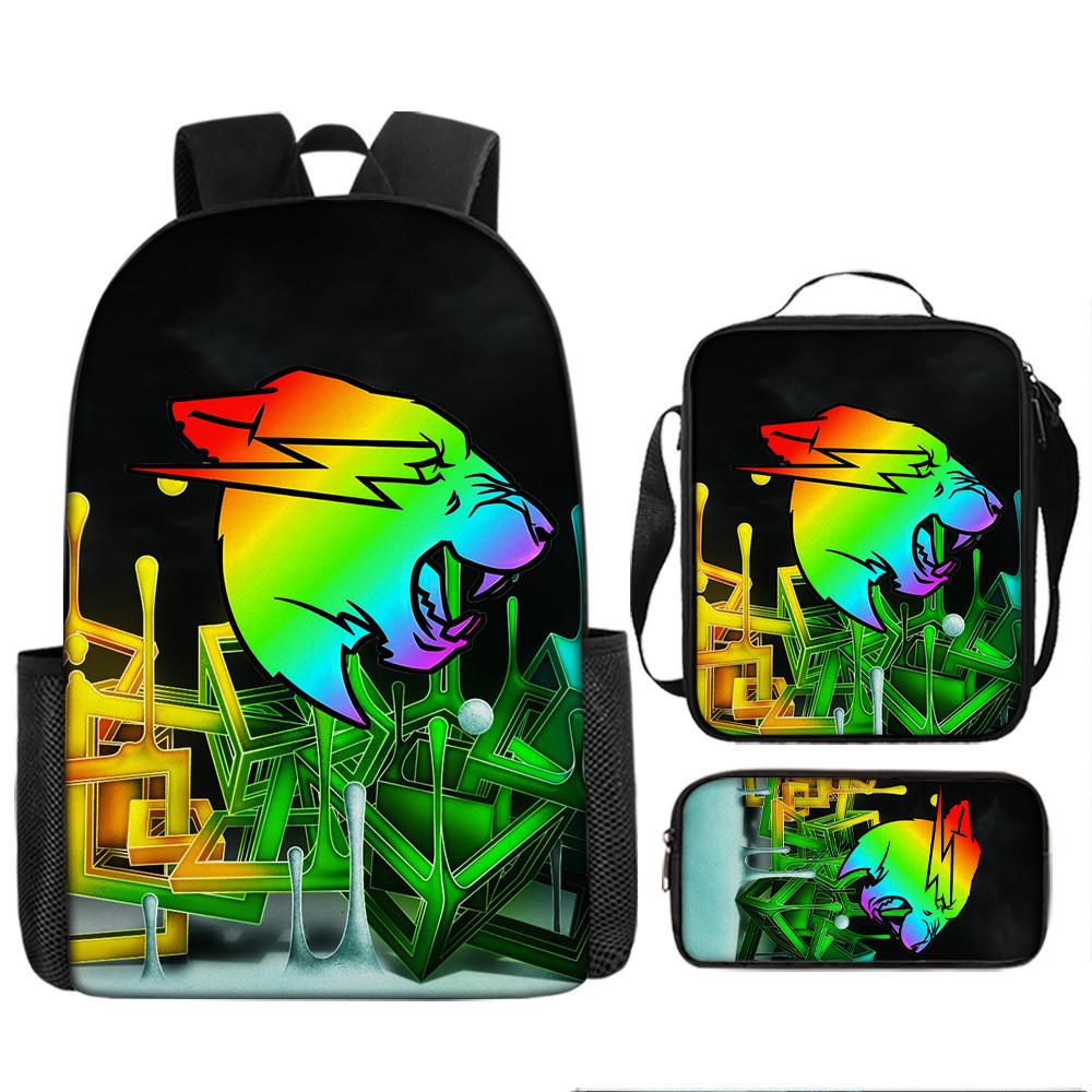 Mr Beast Lightning Cat 3d Print School Backpack With Breathable Oxford Fabric For Kids