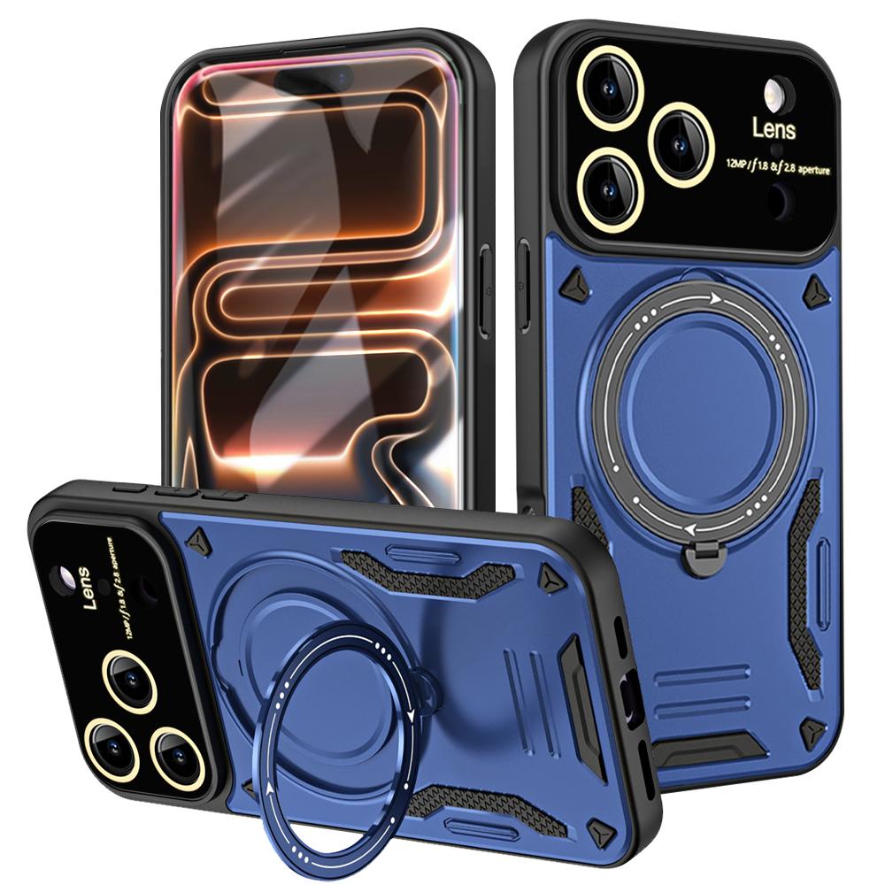 Military Armor Fold Ring Bracket Phone Case For iPhone 17 Pro Max Air 15 14 Plus 11 12 13 16 Pro Magnetic Camera Protector Cover