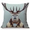 Nordic Animal Portrait Art Sofa Decorative Pillow Case Funky Cow Bear Rabbit Elephant Wear Clothes Style Cushion Cover Cojines