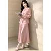 New Chinese Style Pan-Buckle Stand-Collar Shirt & Skirt Two-Piece Set