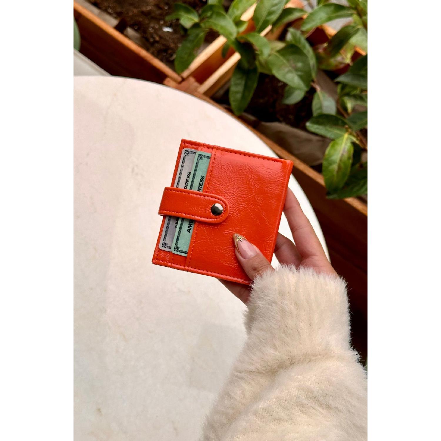 

Orange Card Holder Detailed Faux Leather Wallet помаранчевий