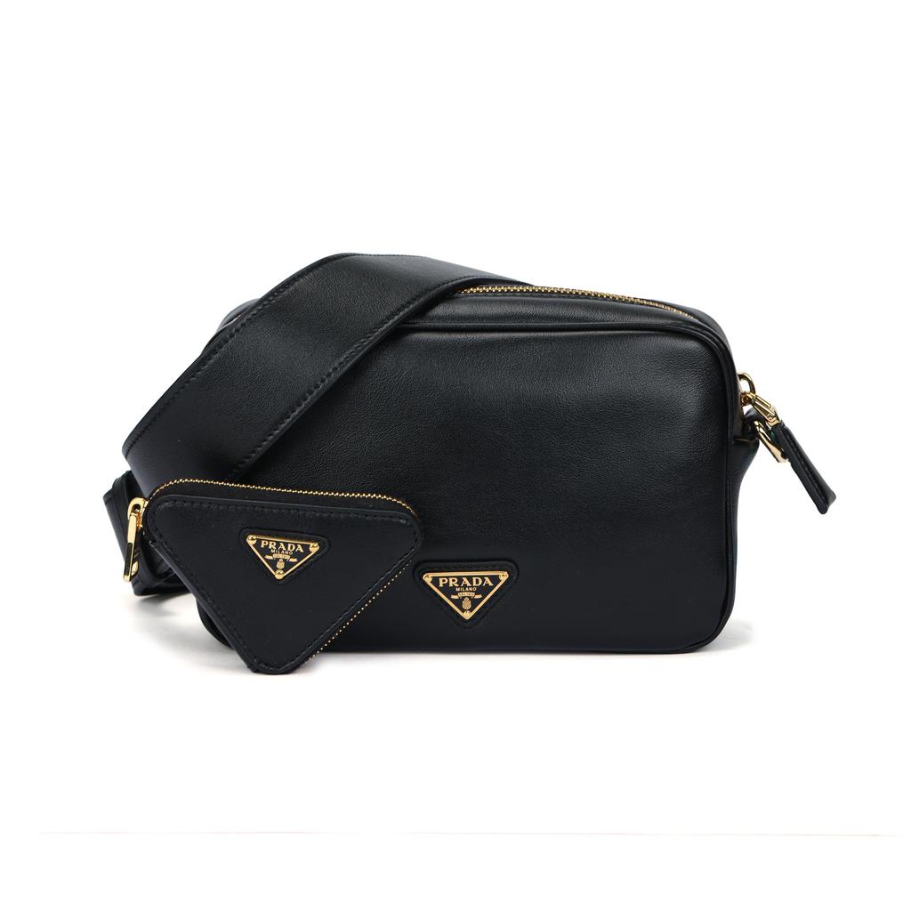 Prada Triangle Embossed Logo Adjustable Detachable Shoulder Strap Zipper Closure Calfskin Shoulder Crossbody Bag 1BH195_2BYA_F0632_V_OXO