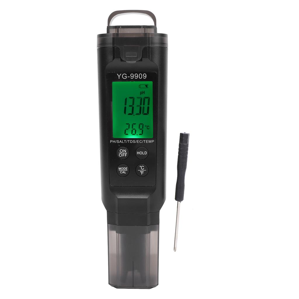 Water Quality Tester 5 In 1 Fish Tank Backlit LCD Screen Digital PH EC TDS Temp Meter