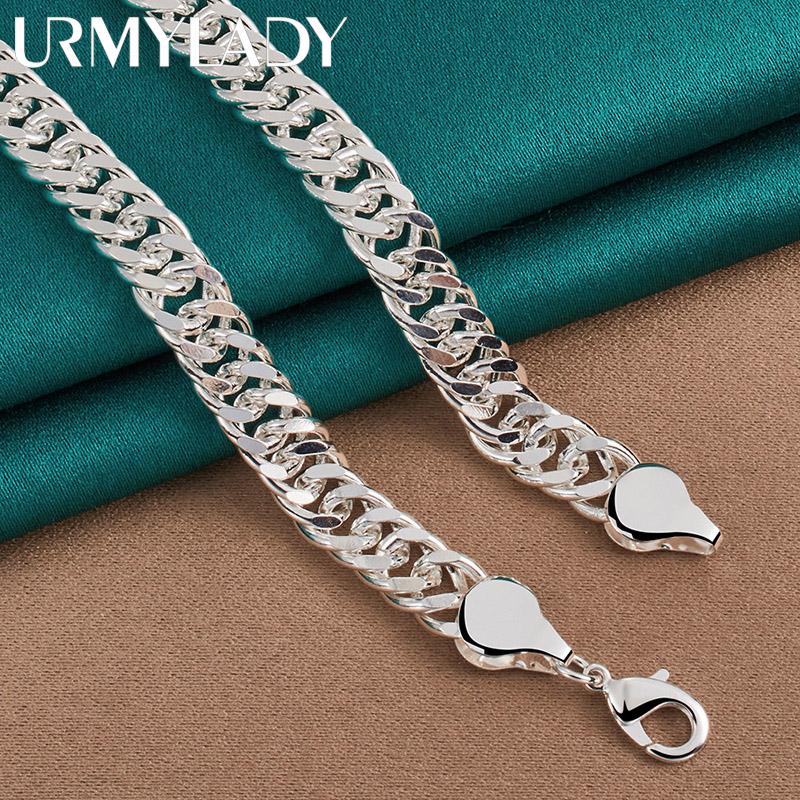 925 Sterling Silver Exquisite 10MM Side Chain Men Necklace Wedding Party Charm For Women Jewelry