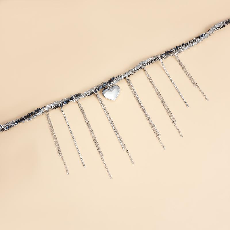 New Women Elegant Tassels Heart Pendant Necklace For Women Y2K Chain Choker Necklace Fashion Party Jewelry Accessories Gift