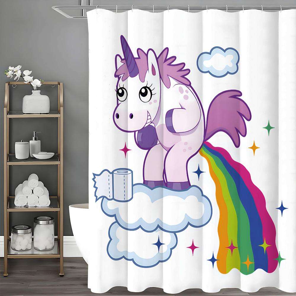 

Pony Pauli Звезды и Облака Веселая Шторка для Душа, Декоративная Шторка для Ванной, Водонепроницаемая Шторка для Душа с 90*180cm