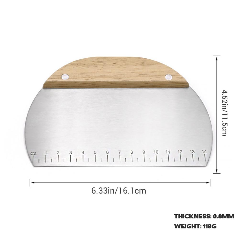 Stainless Steel Flour Dough Scraper Anti-Wear Material with Measuring Scale Design Suitable for Cake Pizza Bread