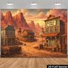 Fundo 2D de Cidade do Deserto Ocidental para Hotel e Banco para Sessão de Fotos