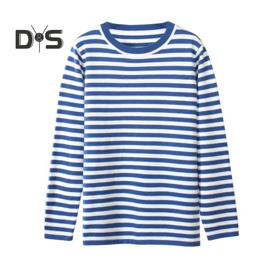 Dámské topy Kulatý výstřih Dlouhý rukáv Svetr s pruhovaným potiskem Volný střih Pružný Retro Pletené topy Denní nošení