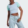 Adidas Originals Trefoil Short Tee With Logo Letter Print and Color Block Women Tops Light-Pink Blue IT8154