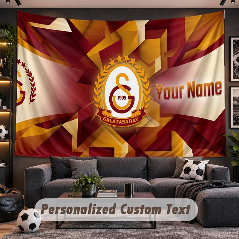 Galatasaray FC Personalized Tapestry Support Custom Name, Wall Art Home Decoration