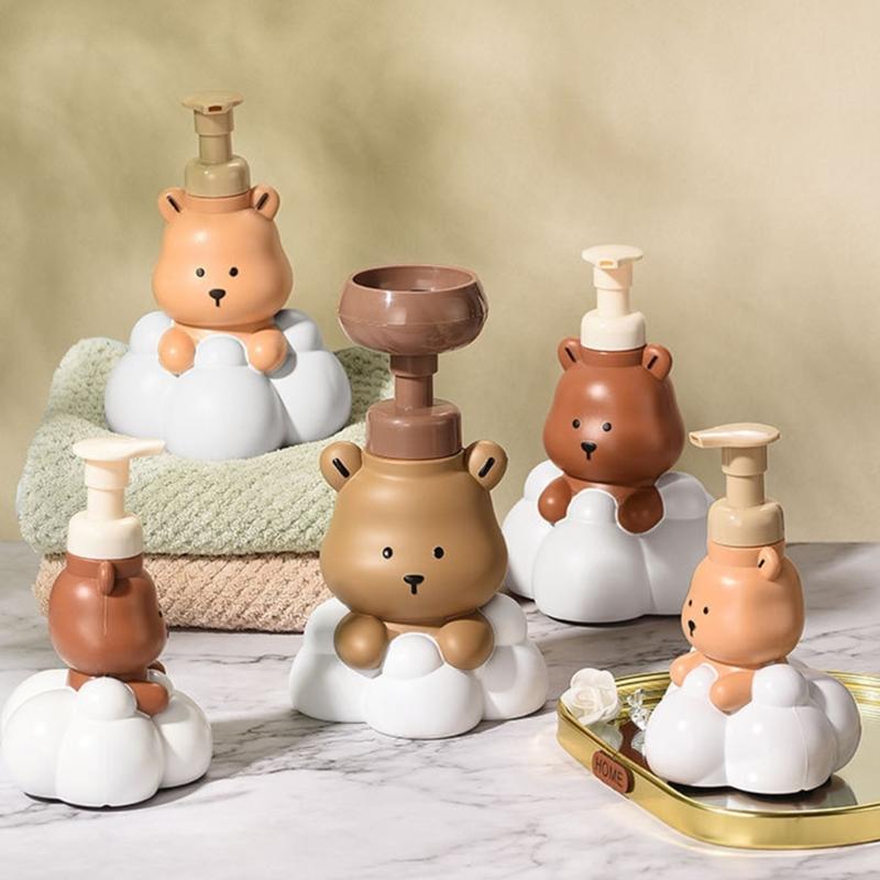 Cartoon Bear Shape Foam Soap Dispenser Foam Dispenser for Bathroom Refillable Hand Sanitizers and Shampoo Pump Bottle