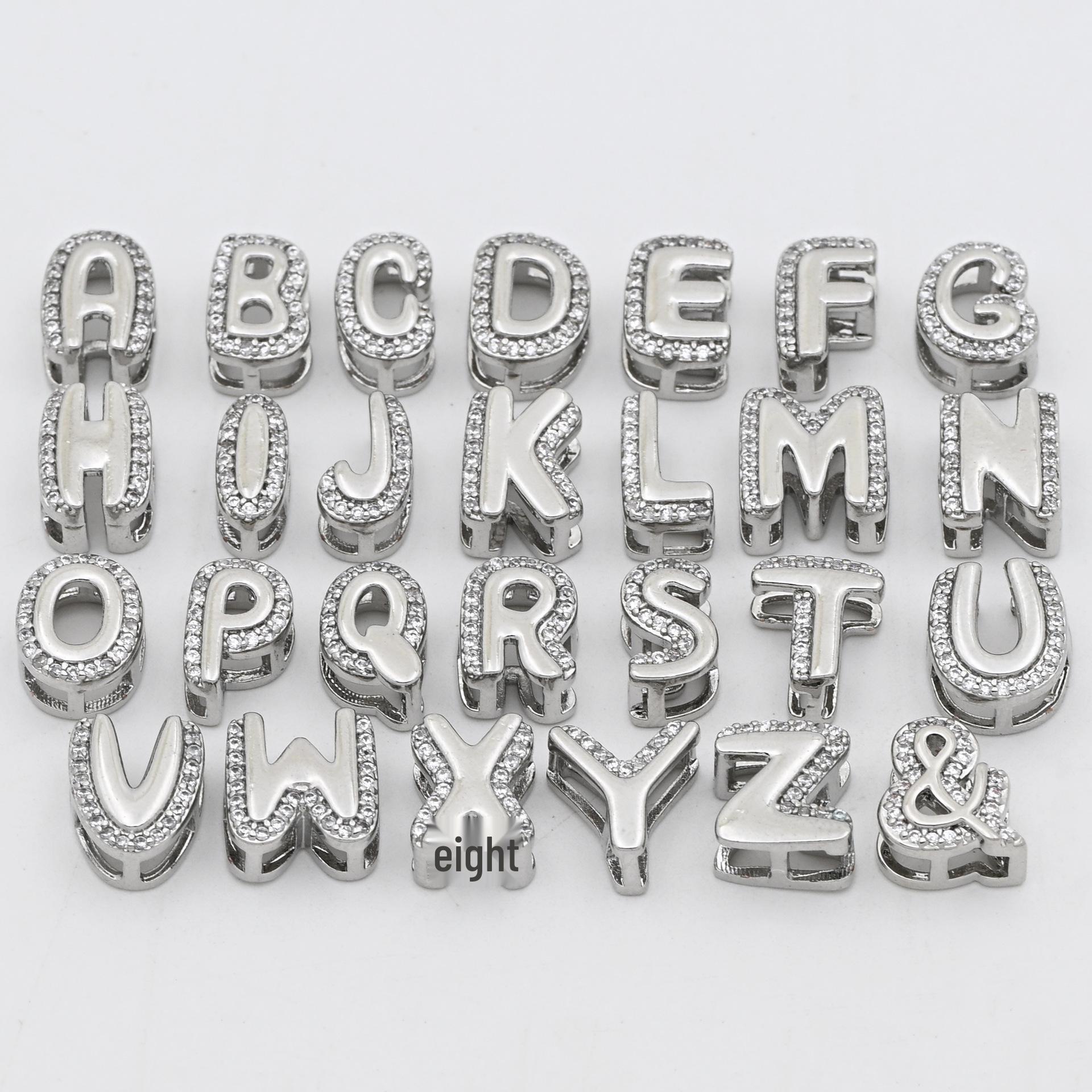 Trendy Elastic Letter Bracelet: Copper Beads  Zircon Inlaid O
